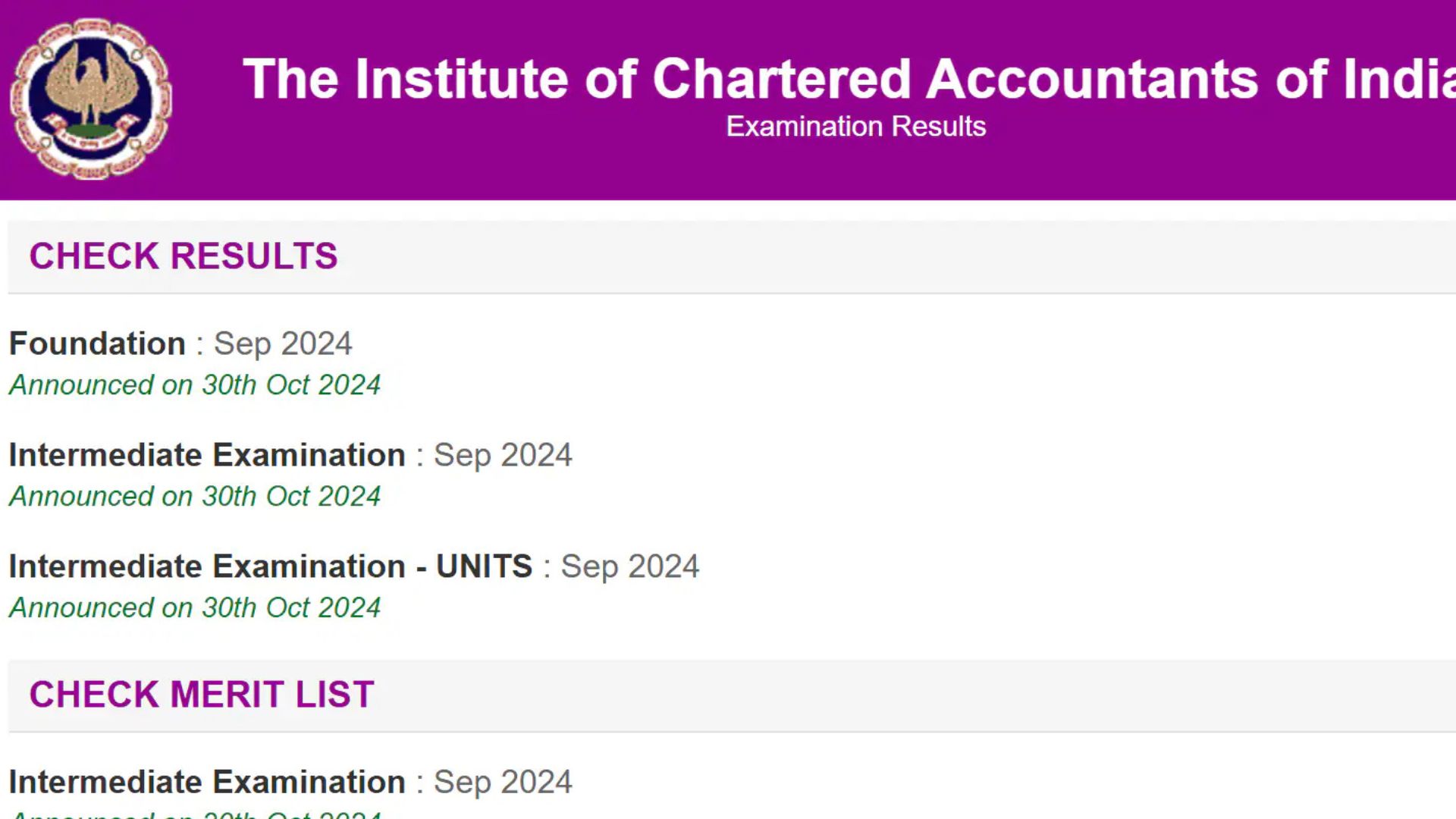 ICAI declared the results